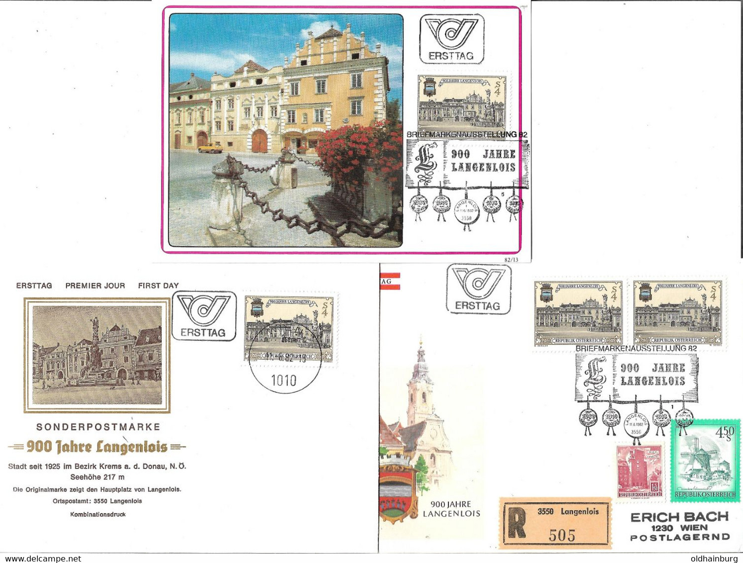 3244j: Österreich 1982, ANK 1738, FDCs 900 Jahre Langenlois, 3 Belege - Langenlois