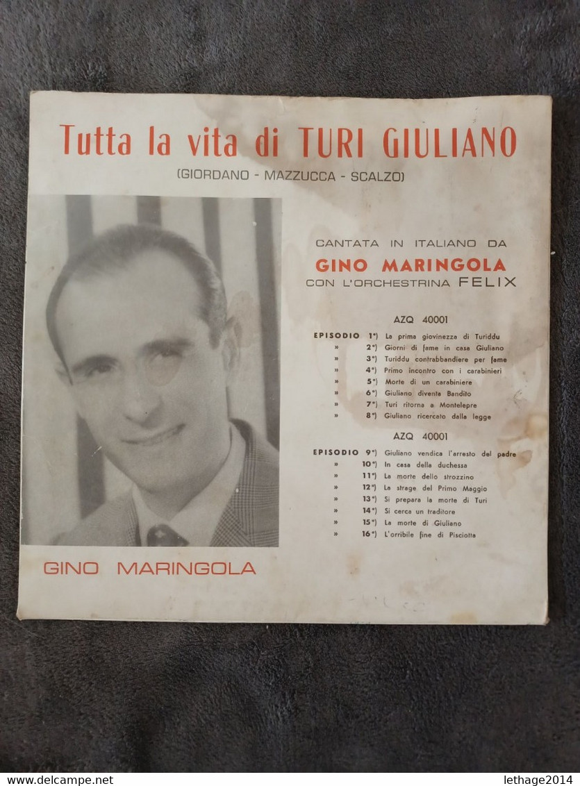 DISCO 33 GIRI Gino Maringola - La Vita Di Turi Giuliano 1963 VINTAGE 6 SCAN (SIG.ROS) RARO ! - Andere - Italiaans