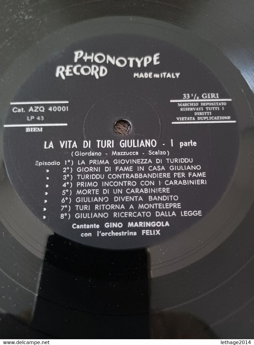 DISCO 33 GIRI Gino Maringola - La Vita Di Turi Giuliano 1963 VINTAGE 6 SCAN (SIG.ROS) RARO ! - Altri - Musica Italiana