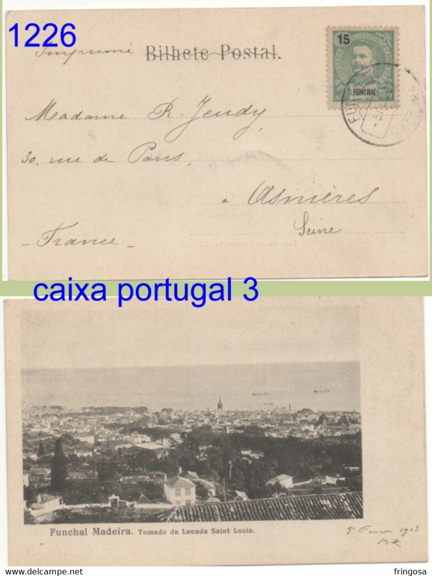 FUNCHAL TO FRANCE 5 - 2 - 1903 - Funchal