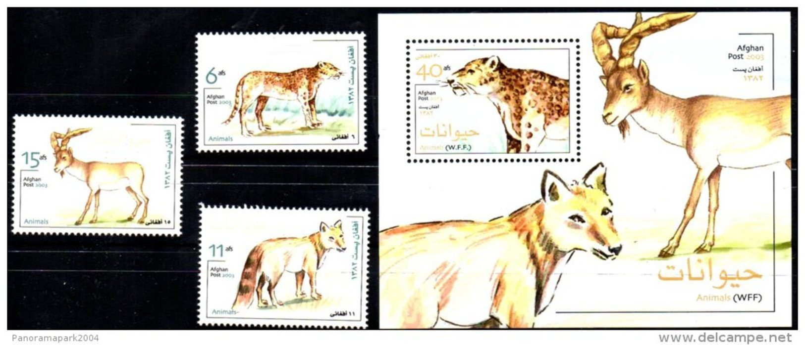 Afghanistan 2003 Animals Animaux Renard Fuchs Leopard Panthere 3 Stamps + 1 Sheet - Afghanistan