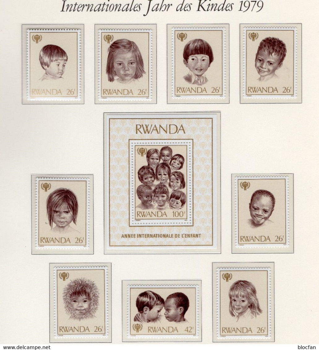 UN-Jahr Des Kindes 1979 Ruanda 992/9+Block 86 ** 16€ Kindergesichter Der Welt Hoja Ss Bloc M/s Childrens Sheet Bf UNICEF - Sammlungen