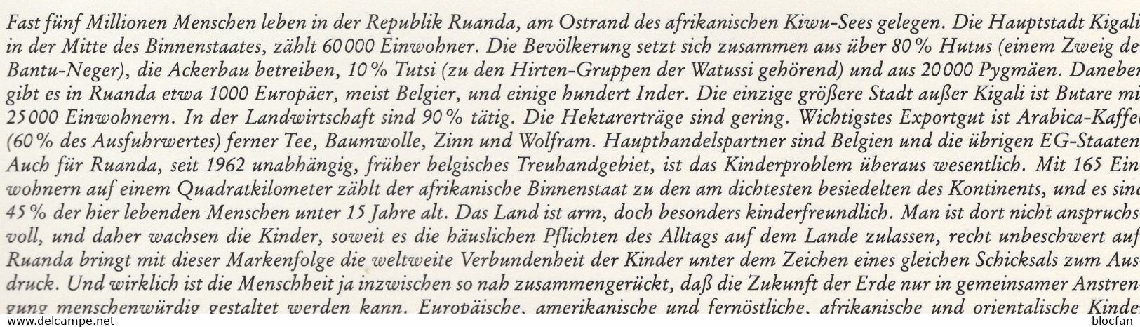 UN-Jahr Des Kindes 1979 Ruanda 992/9+Block 86 ** 16€ Kindergesichter Der Welt Hoja Ss Bloc M/s Childrens Sheet Bf UNICEF - Collezioni