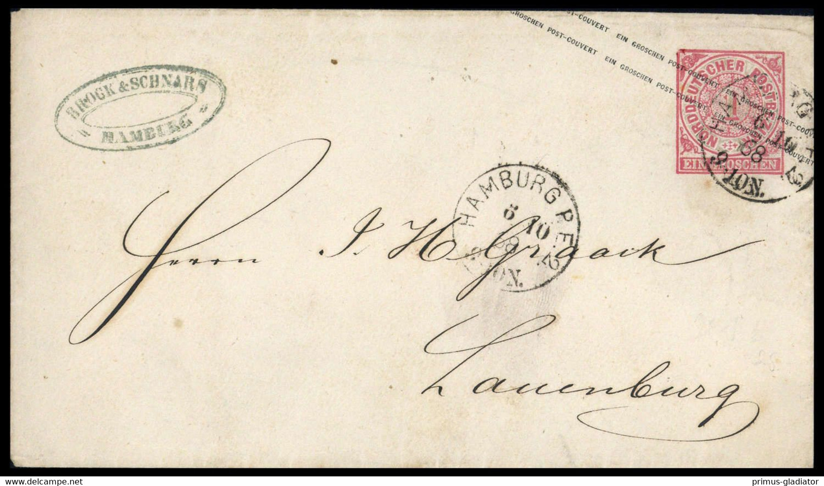 1868, Altdeutschland Norddeutscher Postbezirk, U 1 Ab, Brief - Postwaardestukken