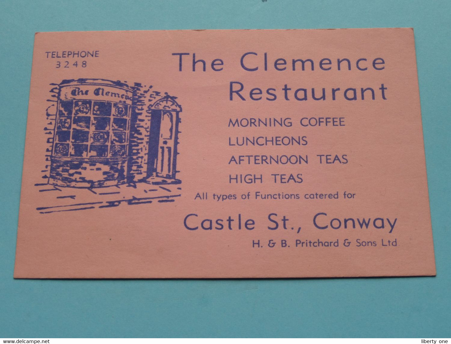 The CLEMENCE Restaurant > Castle St. CONWAY ( H & B Pritchard ) Anno 19?? ( See/voir SCANS ) ! - Visiting Cards