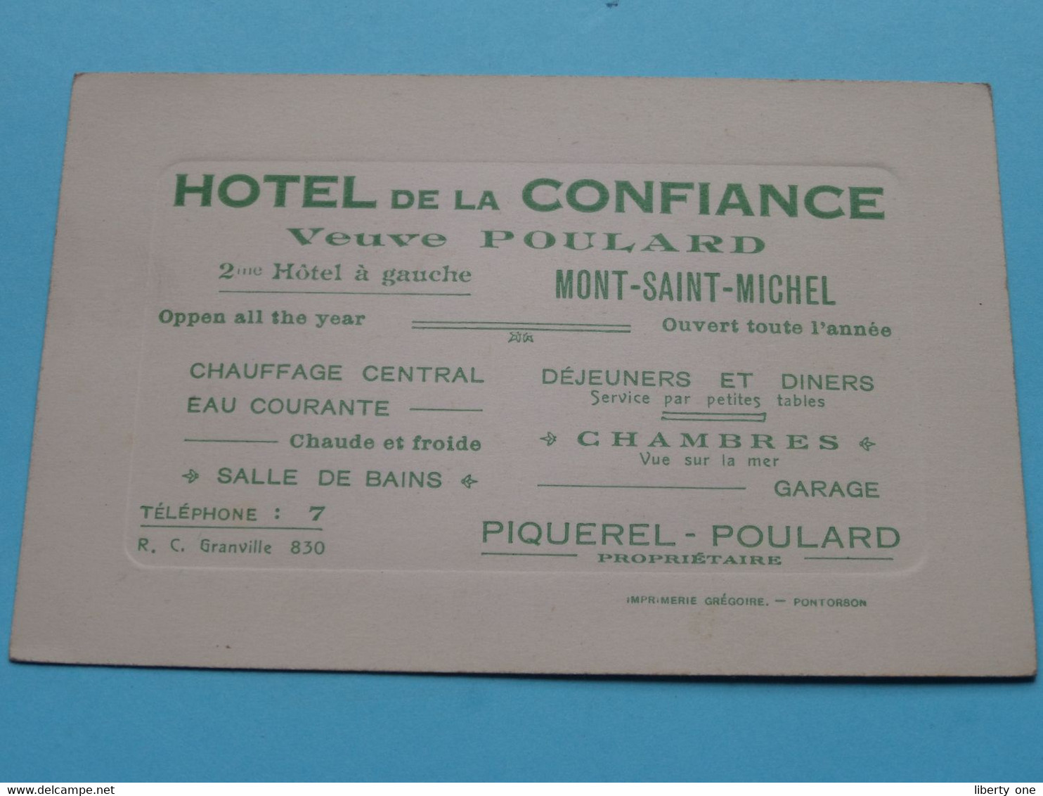 Hotel De La CONFIANCE Veuve POULARD MONT-SAINT-MICHEL ( Piquerel-Poulard ) Anno 19?? ( See/voir SCANS ) ! - Cartes De Visite