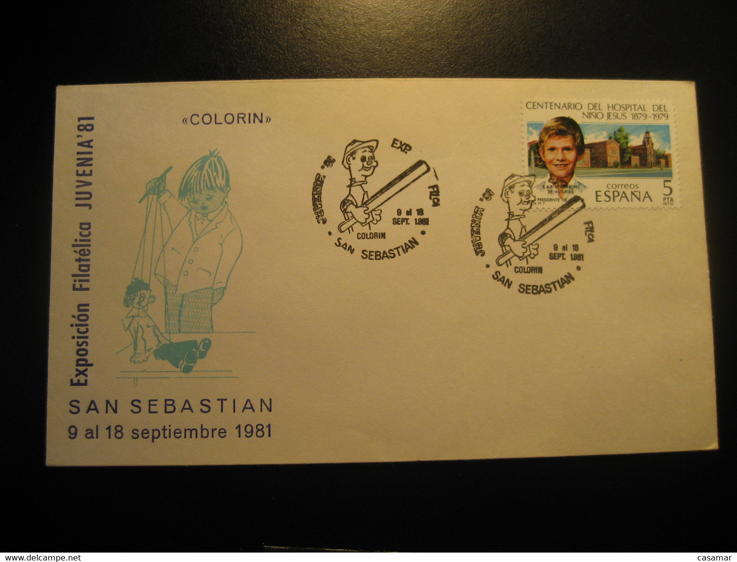 SAN SEBASTIAN 1981 Colorin Titere Titeres Puppet Puppets Marionnette Marionnettes Theater Art Cancel Cover SPAIN - Marionnettes