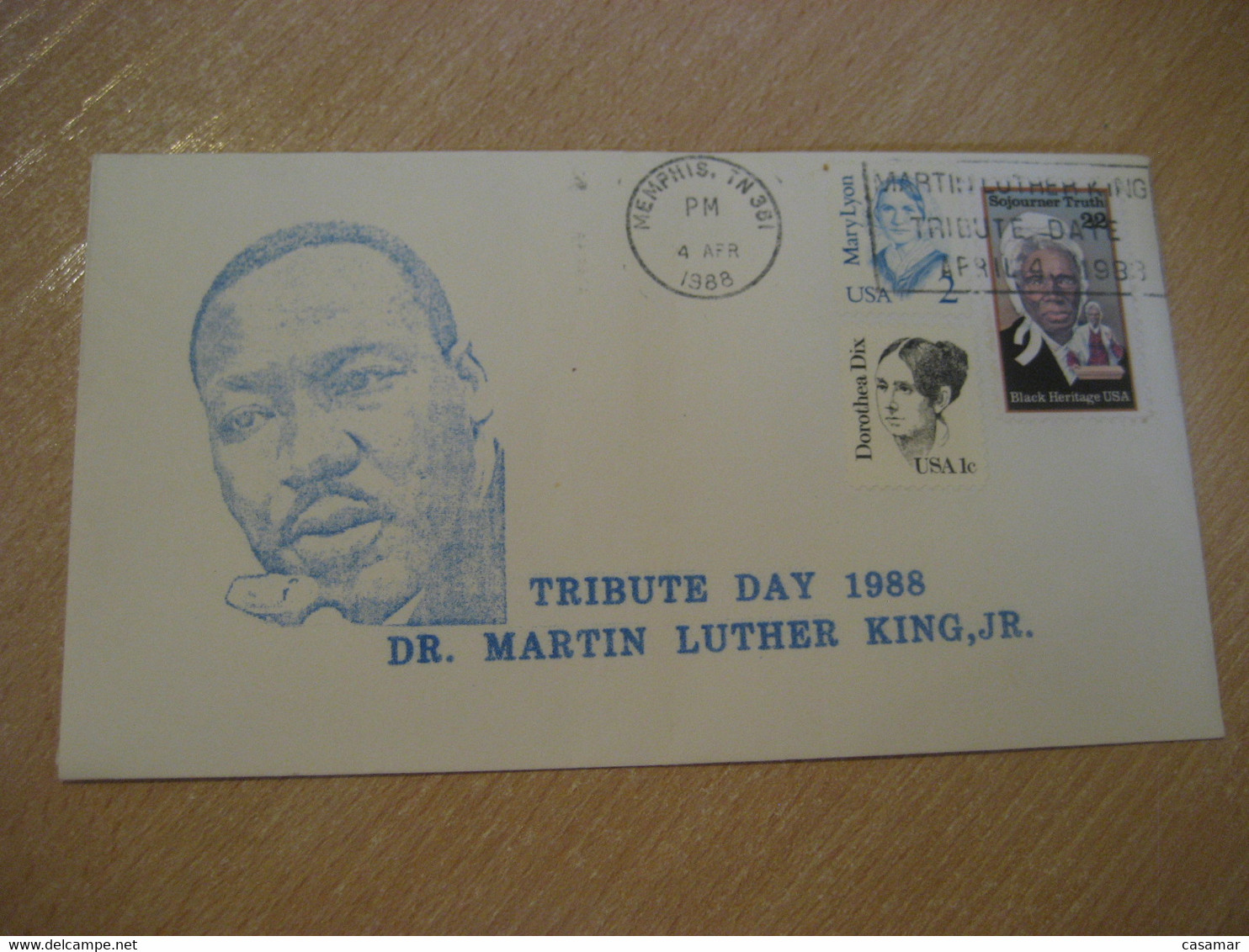 MEMPHIS 1988 Martin Luther King Tribute Day Cancel Cover USA - Martin Luther King