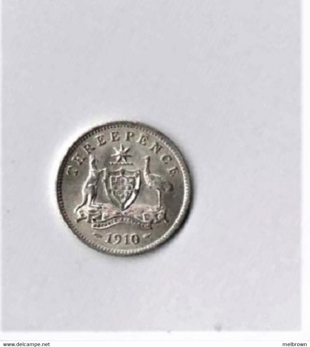 EDWARD VII 1910 Silver Threepence Australian Collectible Coin - Threepence