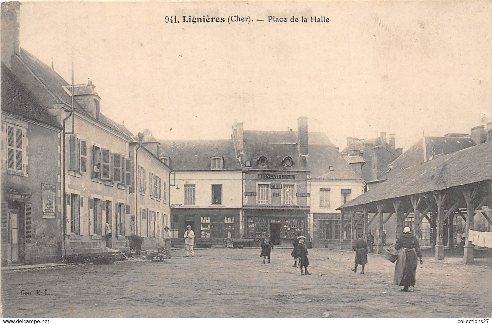 18-LIGNIERES- PLACE DE LA HALLE - Otros & Sin Clasificación