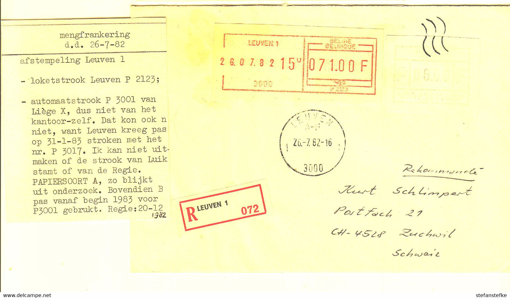 Belgie - Belgique : Ocb Nr ATM1 Op Brief  (zie Scan) - Cartas & Documentos