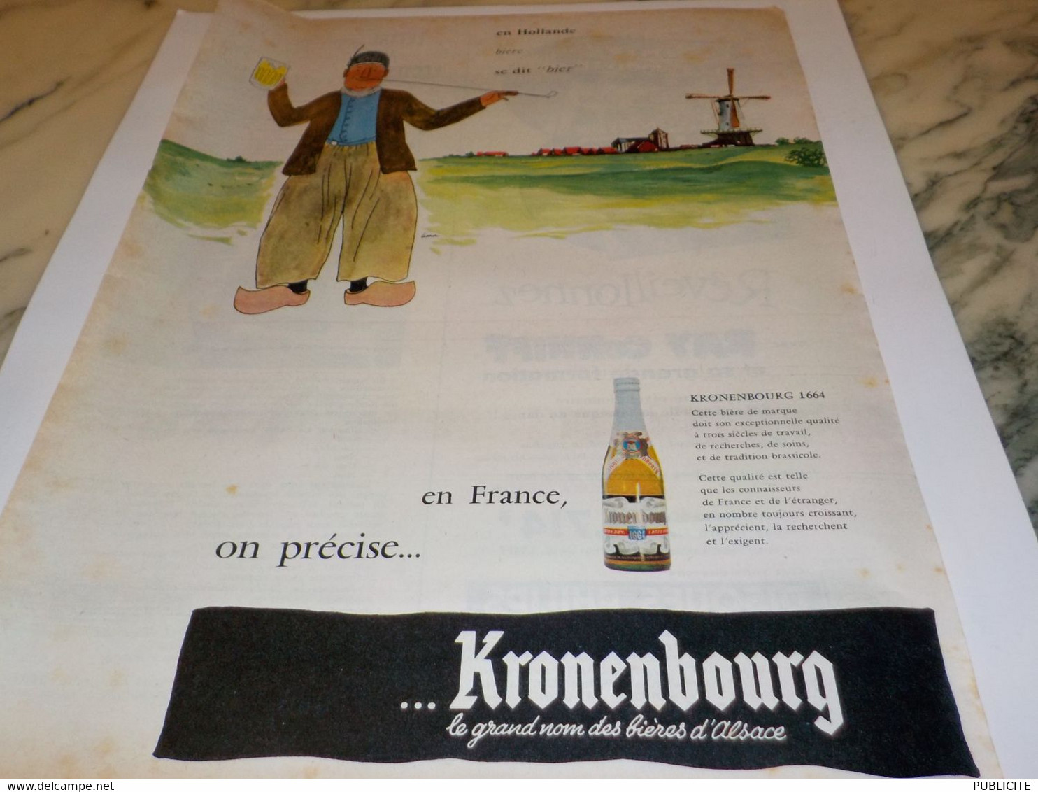 ANCIENNE  PUBLICITE BIERE EN HOLLANDE KRONENBOURG 1959 - Alcools