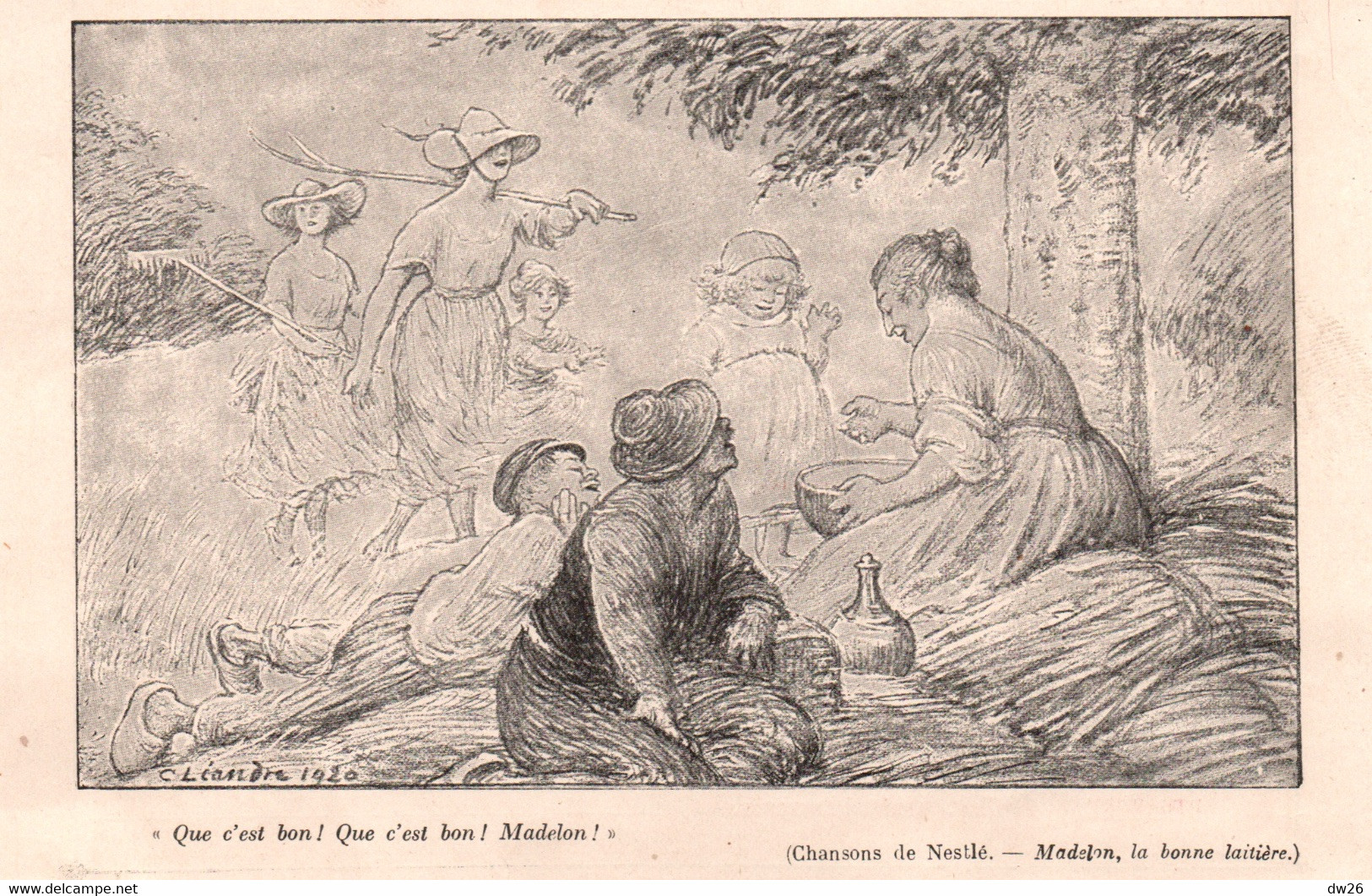 Illustration Tirée D'un Agenda: Dessin De C. Léandre 1920 - Publicité Nestlé (Madelon, La Bonne Laitière) - Reclame