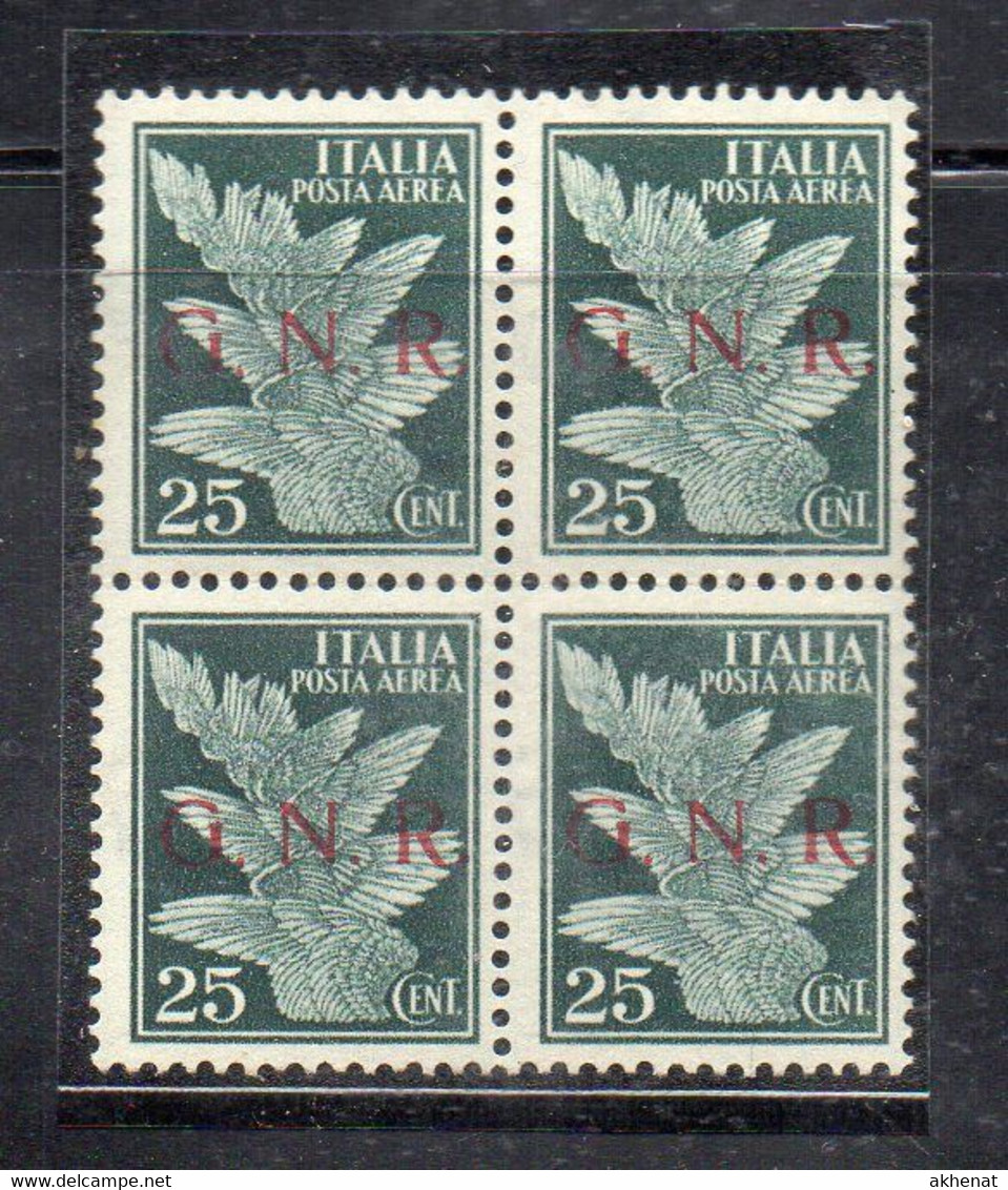 Q340A - GNR REPUBBLICA SOCIALE. , Posta Aerea N. 117/I (Brescia 1° Tipo) QUARTINA *** MNH . Firma RAYBAUDI - Luftpost