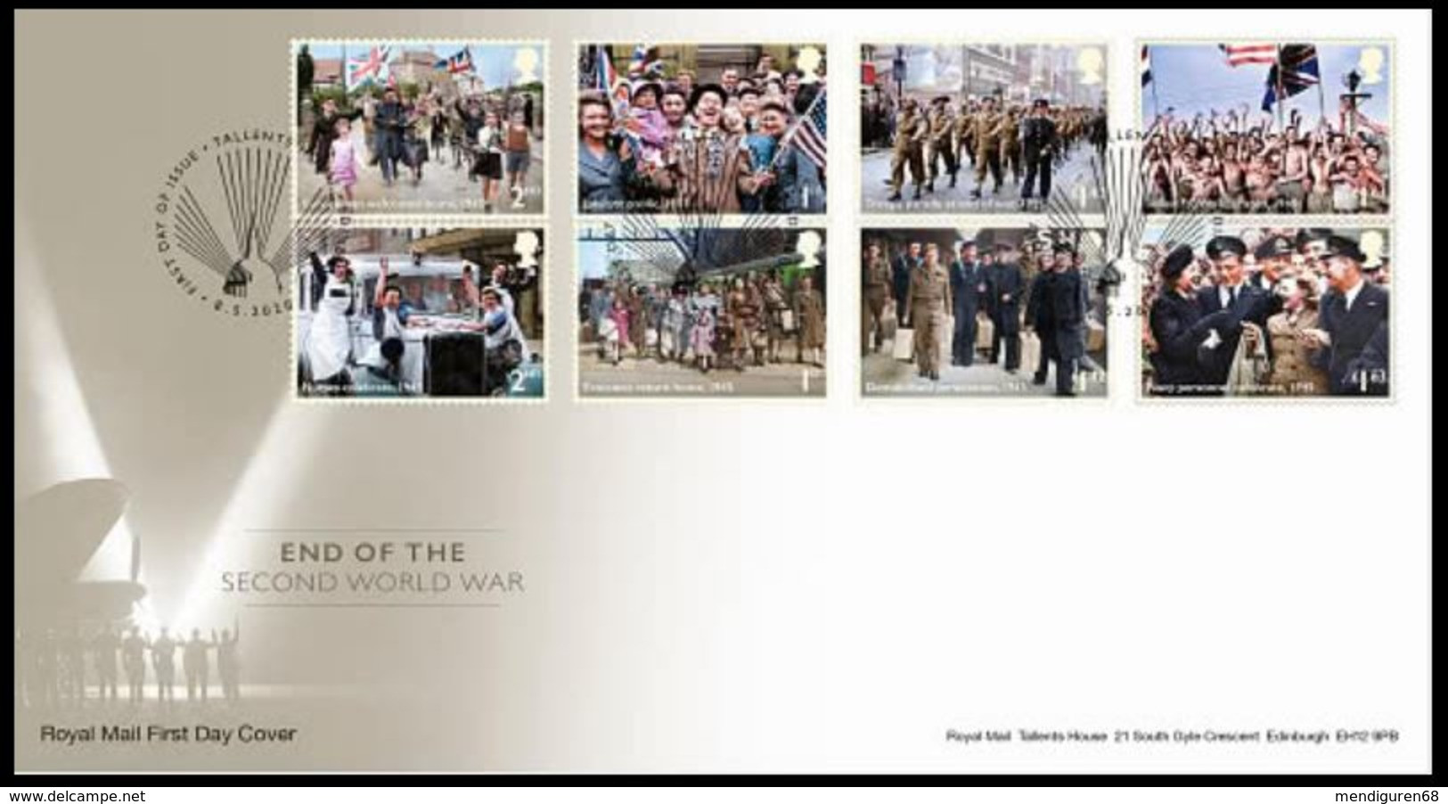 GROSSBRITANNIEN GRANDE BRETAGNE GB 2020 1945 END OF THE SECOND WORLD WAR SET 8V. FDC SG 4349-56 MI 4565-72 YT 4980-87 - 2011-2020 Ediciones Decimales