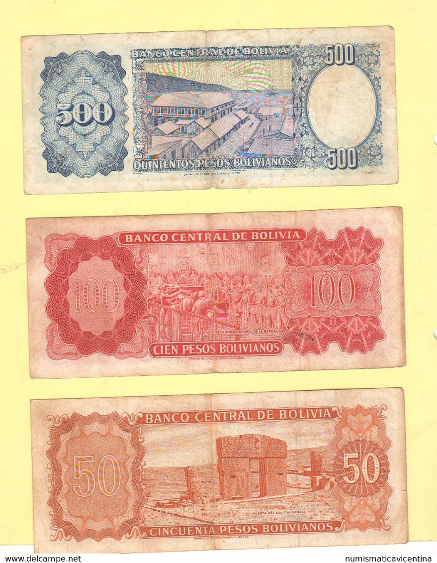 BOLIVIA Bolivie 50 Bolivianos 1962 + 100 Del 1962 + 500 Del 1981 Sudamerica South America Billets Amérique Du Sud - Bolivie