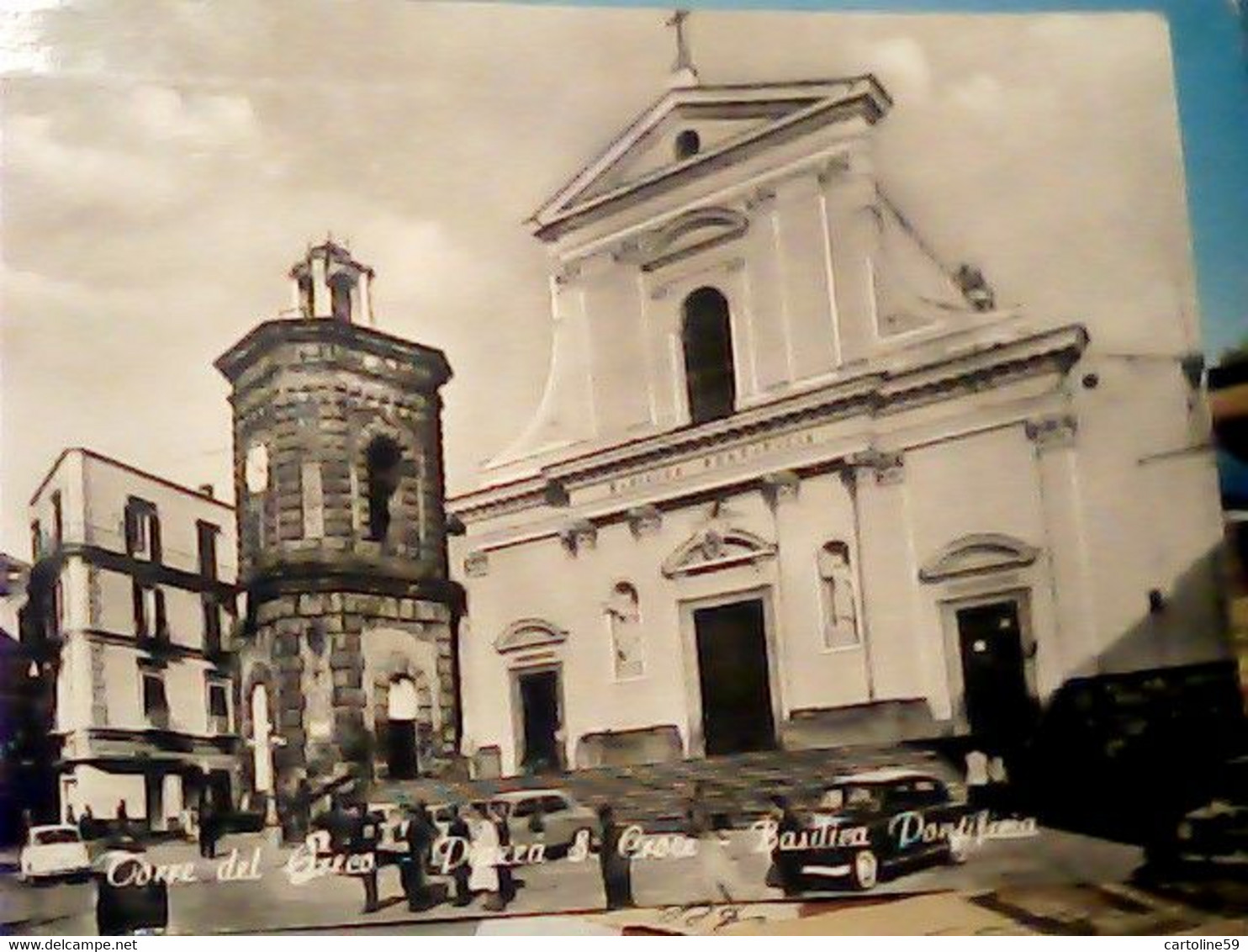 TORRE DEL GRECO PIAZZA S. SANTA CROCE E BASILICA AUTO CAR  VB1965  IQ8367 - Torre Del Greco