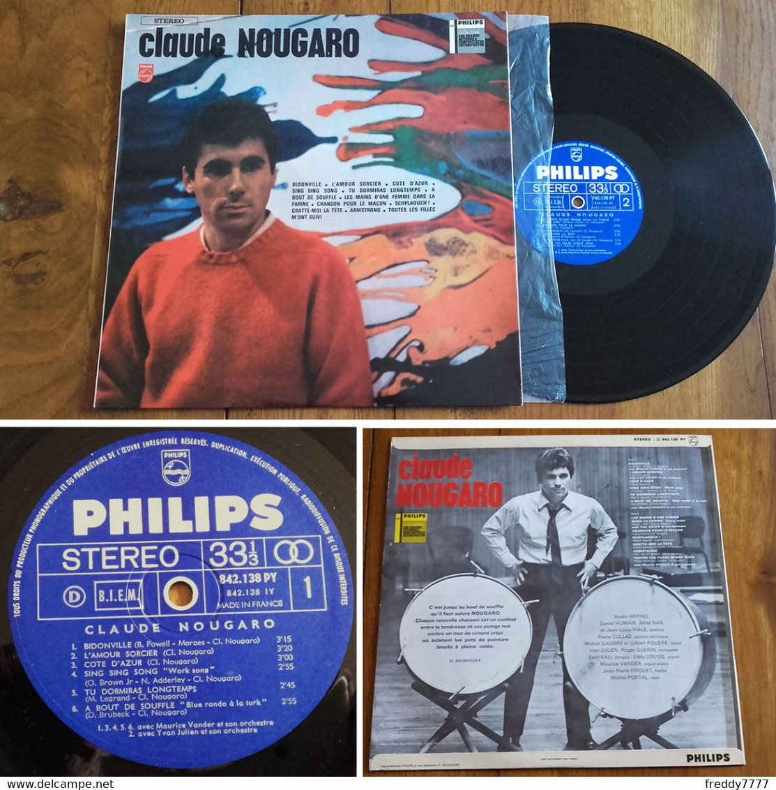 RARE French LP 33t RPM BIEM (12") CLAUDE NOUGARO (1966) - Ediciones De Colección