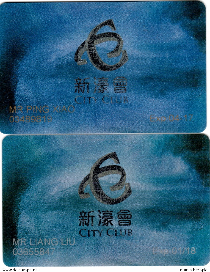 Lot De 2 Cartes Casino : City Club = City Of Dreams + Studio City + Altra : Macau Macao 2017/2018 - Casino Cards