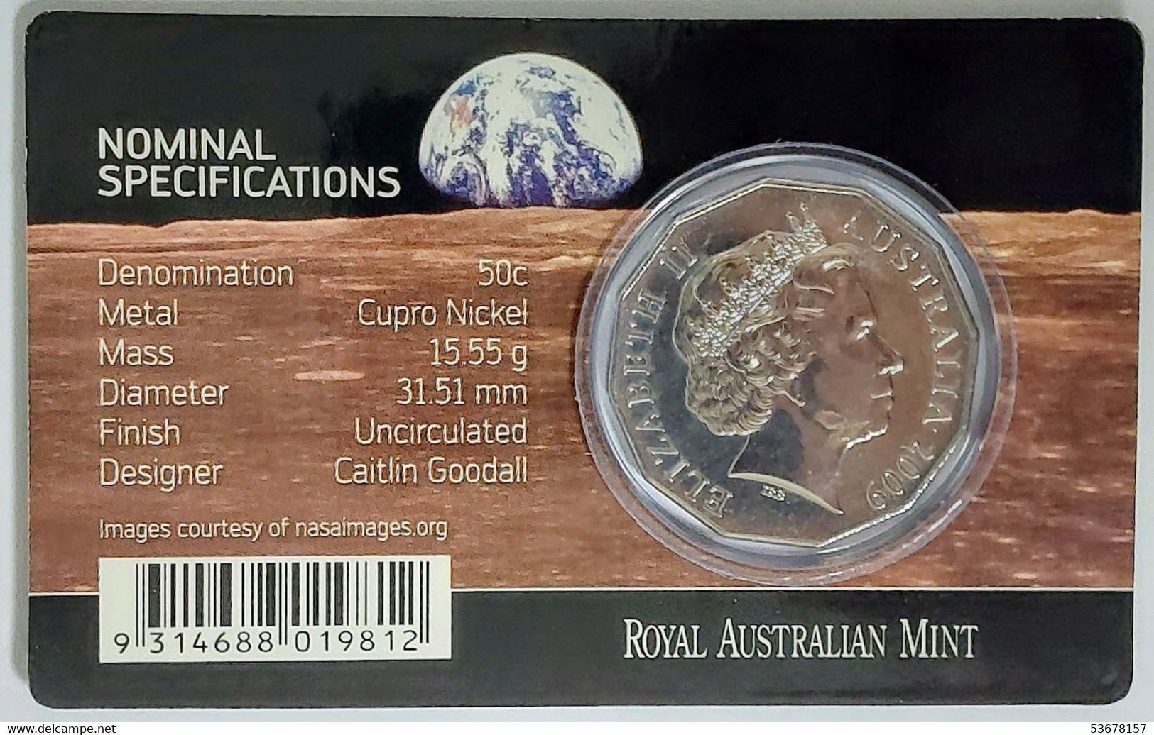 Australia - 50 Cents, 2009, 40th Anniversary - Moon Landing, BU, KM# 1462 - Collections