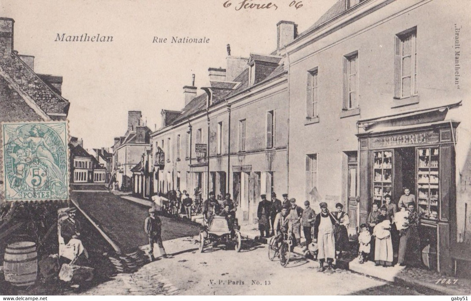 37 Manthelan, Rue Nationale, Automobile Renault, épicerie 1023 ; CP06 - Bléré