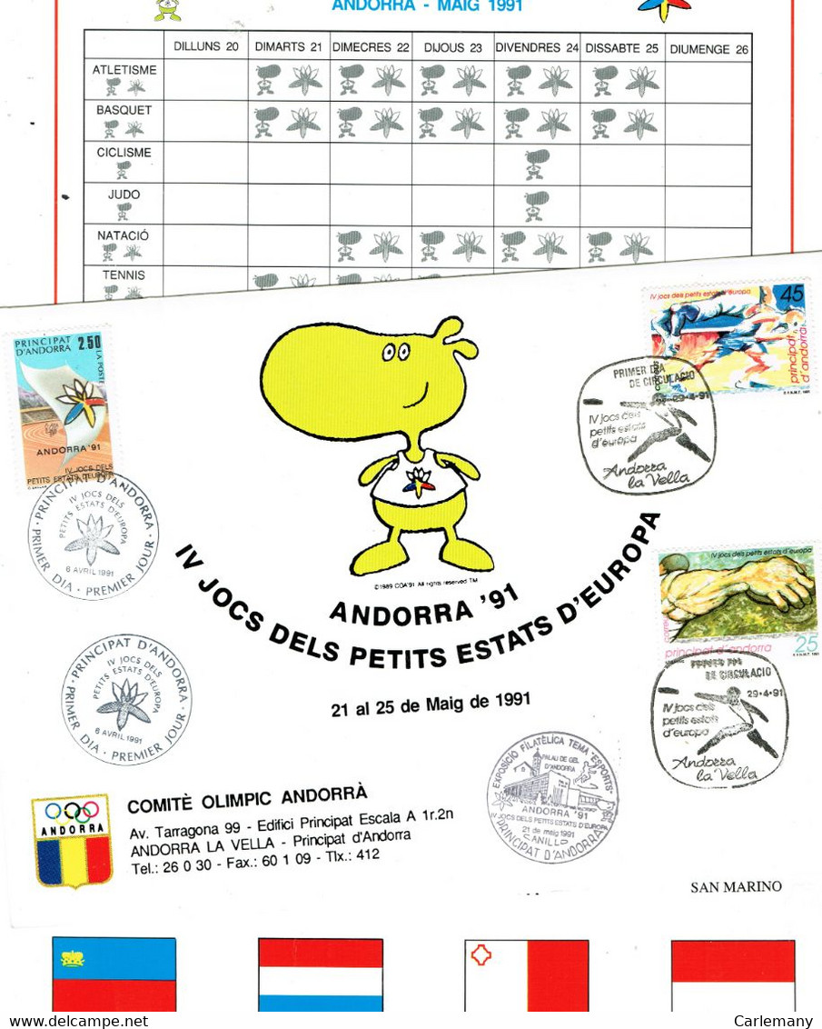 ANDORRA FR + ANDORRA ESP. DOC.1991 JOCS PETITS ESTATS - Other & Unclassified