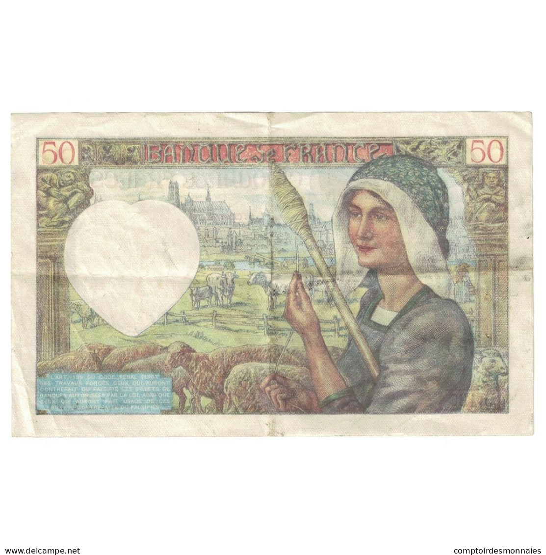 France, 50 Francs, Jacques Coeur, 1941, J.130, TTB+, Fayette:19.17, KM:93 - 50 F 1940-1942 ''Jacques Coeur''