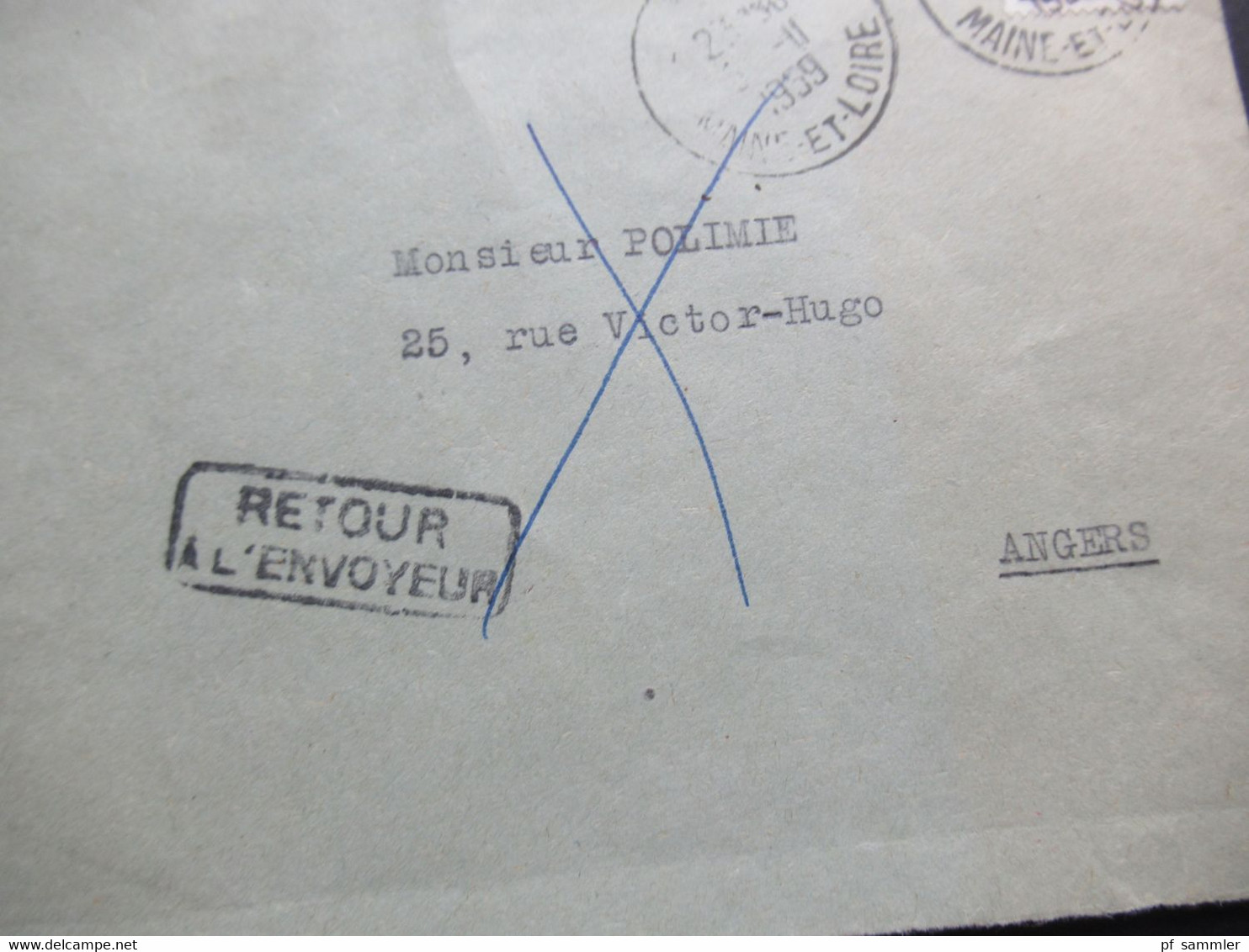 Frankreich 1959 Retour A L'Envoyeur Und Rückseitig Stempel Und Handschriftlicher Vermerk N'Habite Pas L'adresse Indiquée - Cartas & Documentos