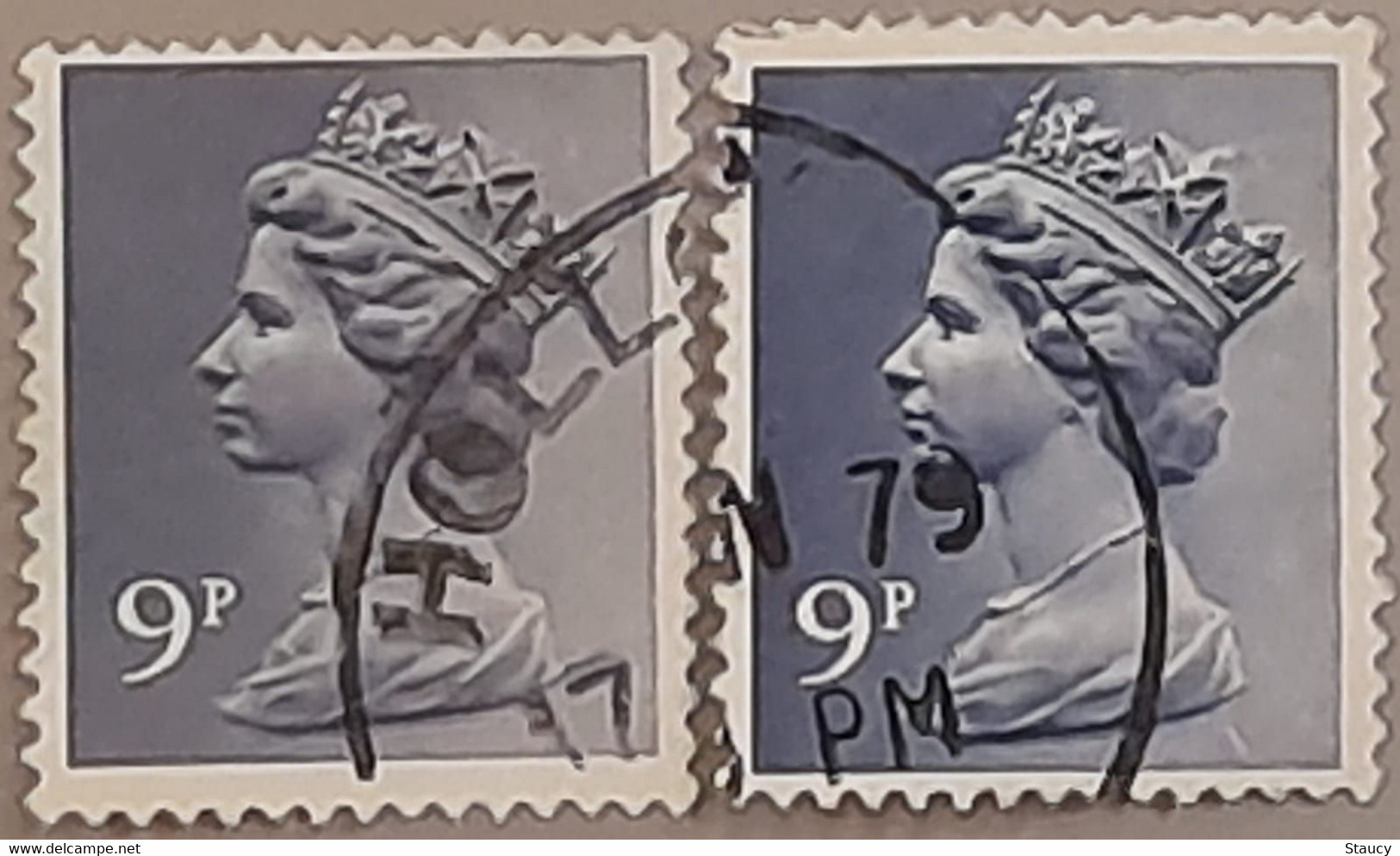 UK GB GREAT BRITAIN QEII 9p Machin Definitive, Major DRY PRINT Error (left) (right Is Normal To Compare), As Per Scan - Errors, Freaks & Oddities (EFOs