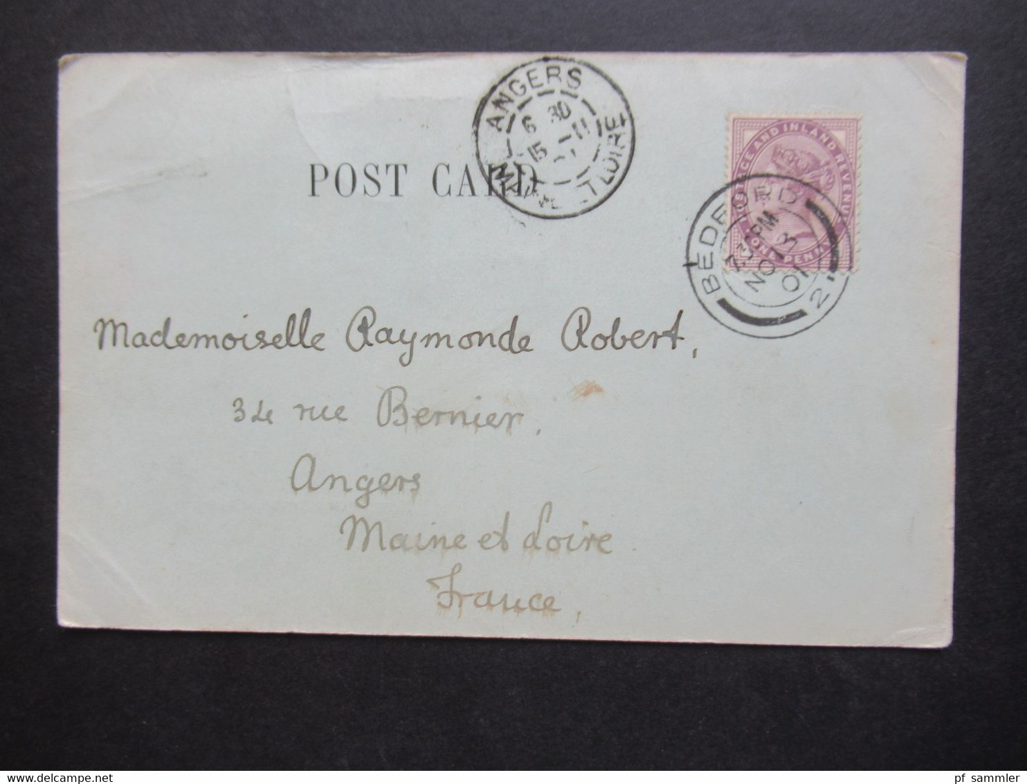 GB 1901 Michel Nr.65 EF Auf Postkarte Newnham Bridge, Bedford Nach Angers Frankreich Gesendet Mit Ank. Stempel - Cartas & Documentos