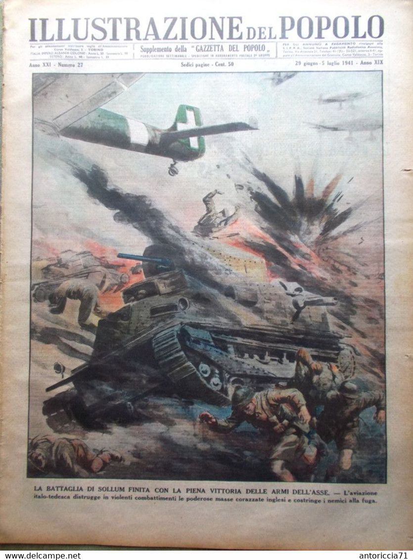 Illustrazione Del Popolo 5 Luglio 1941 WW2 Clotilde Lubiana Sollum Acrobati Hege - Guerre 1939-45