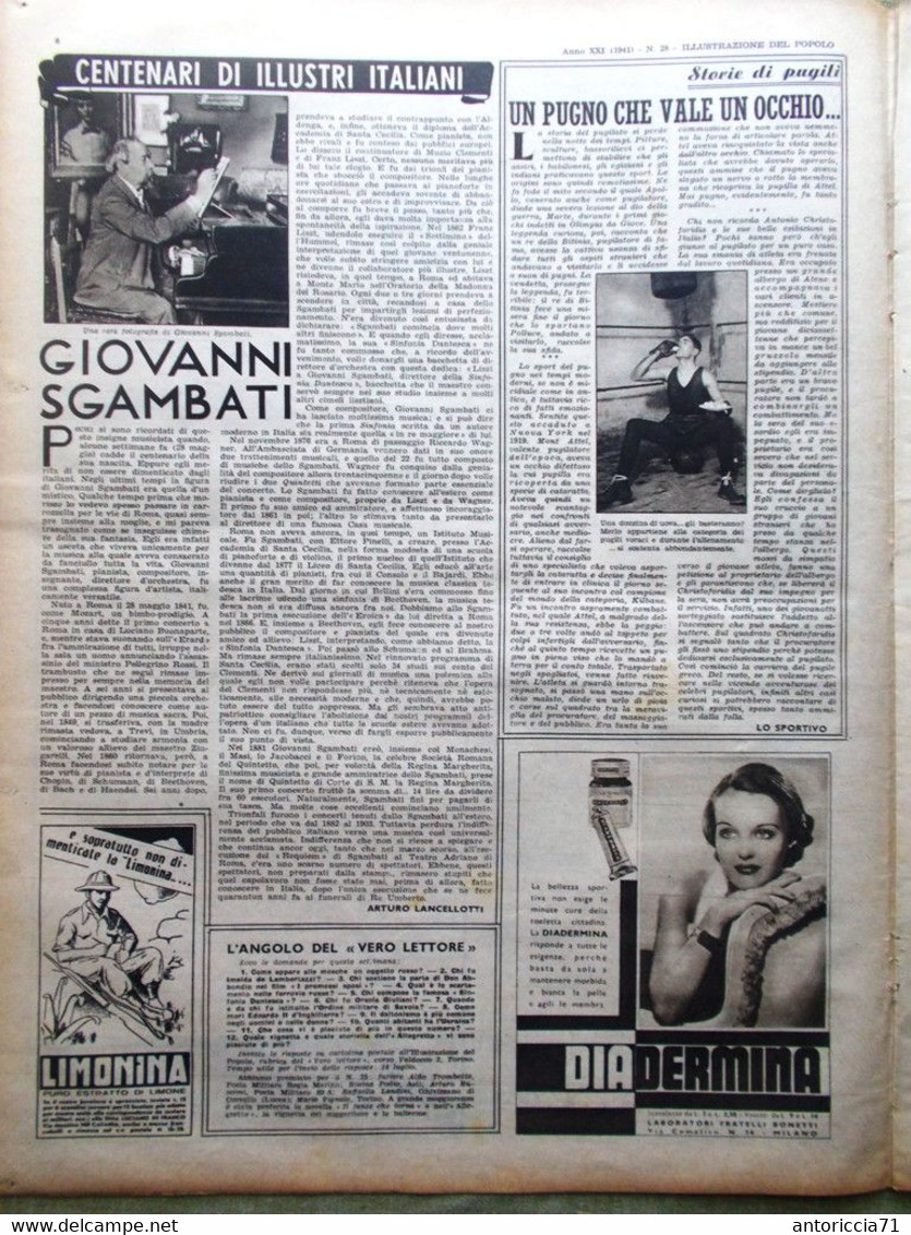 Illustrazione Del Popolo 12 Luglio 1941 WW2 Sgambati Russia Arcobaleno Borbone - Guerre 1939-45