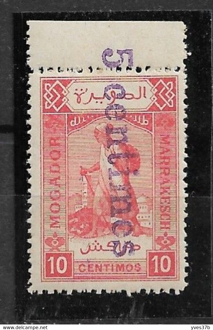 MAROC - Postes Locales - Mogador à Marrakech - N°97 Variété "surcharge Renversée Violette" Type I - Neuf** - SUP - Unused Stamps