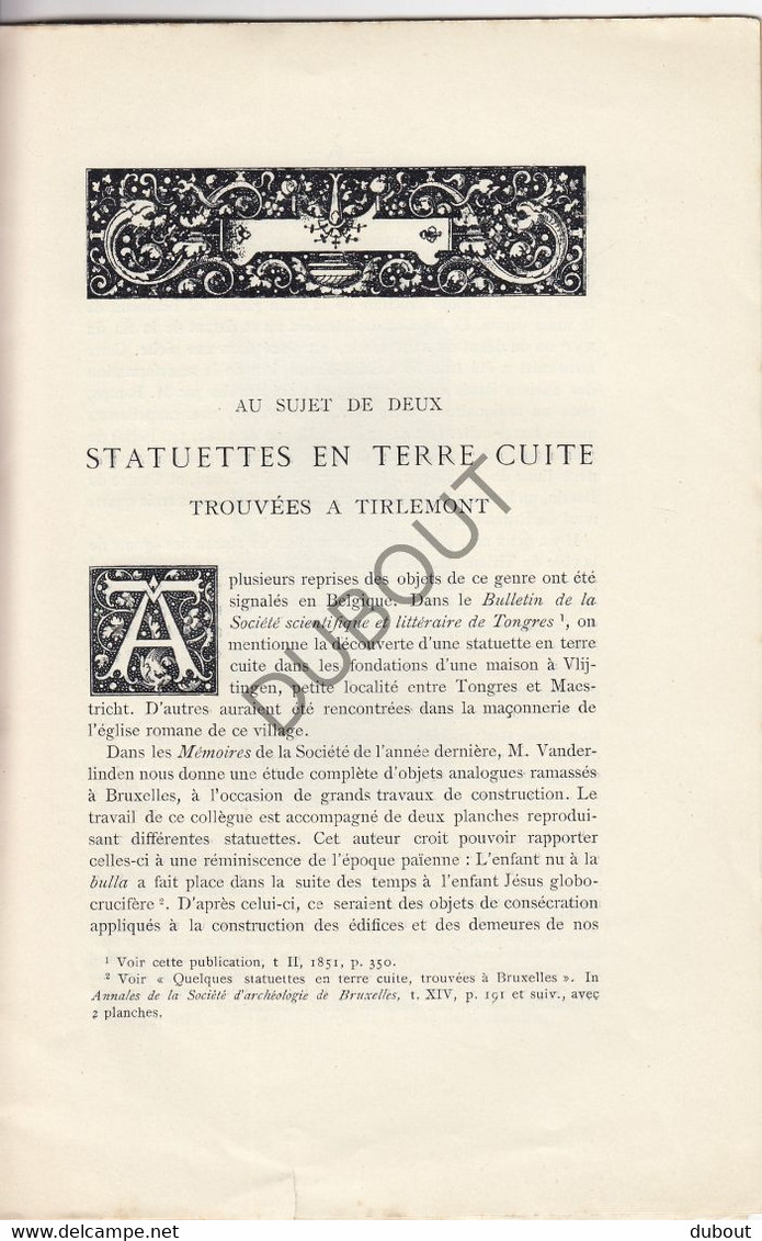 Archeologie - Tienen/Tirlemont - Deux Statuettes En Terre Cuite - D. Raeymaekers - 1903, Bxl (V1148) - Antiquariat
