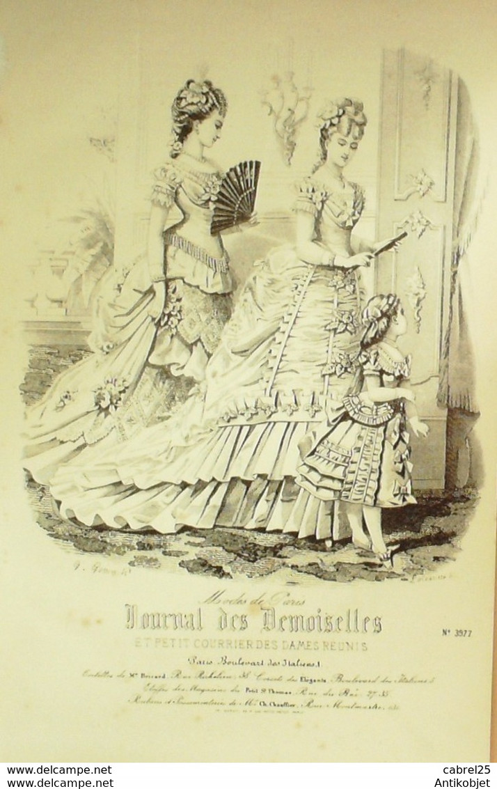 Gravure De Mode Journal Des Demoiselles 1874 N°3977B - Estampas & Grabados