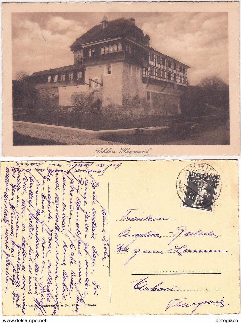 SCHLOSS HAGENWIL - SVIZZERA - SCHWEIZ - SUISSE - SWITZERLAND - VIAGG. 1919 -81094- - Other & Unclassified