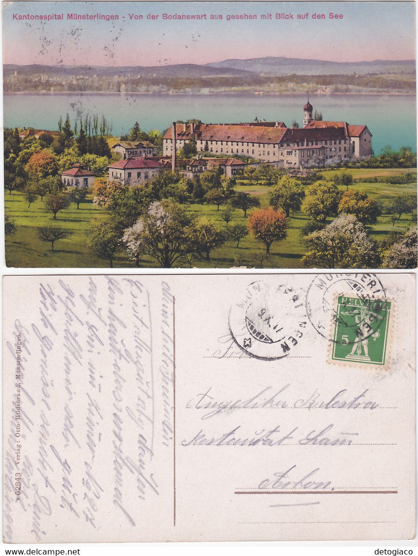 KANTONSSPITAL MÜNSTERLINGEN - SVIZZERA - SCHWEIZ - SUISSE - SWITZERLAND - VIAGG. 1917 -81095- - Münsterlingen