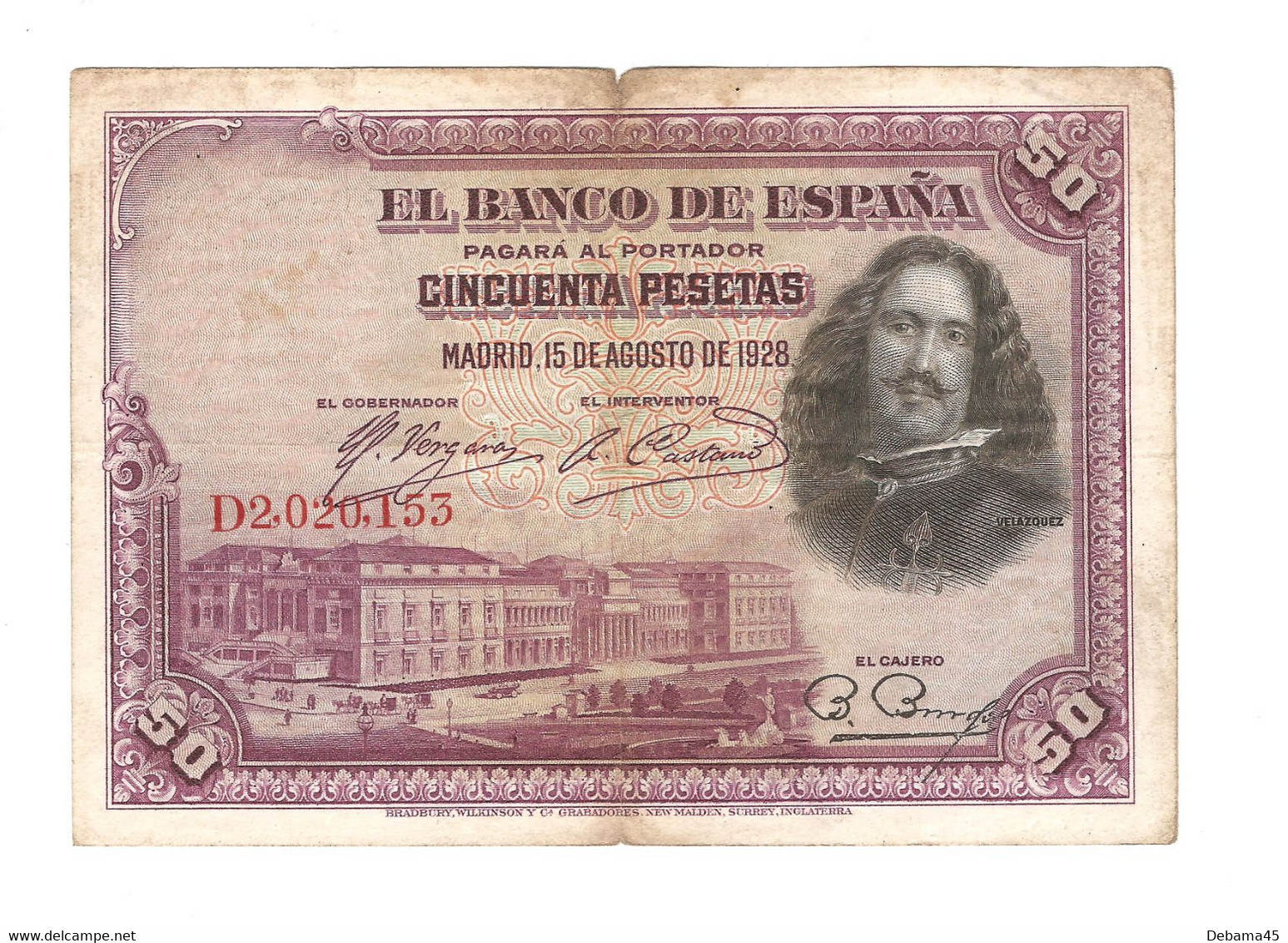 222/ Espagne : 50 Pesetas Du 15/08/1928 - 50 Pesetas