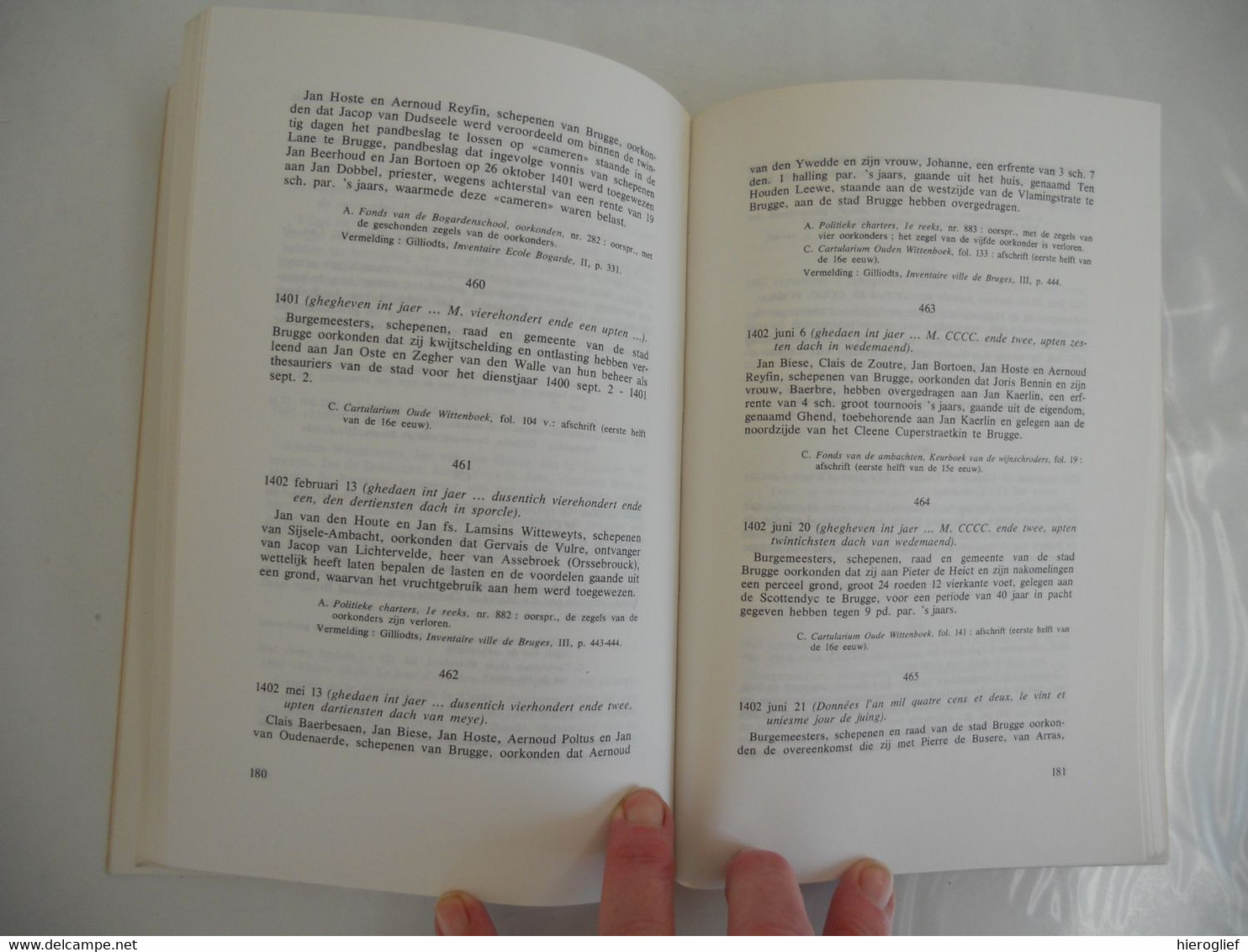 Stadsarchief BRUGGE - REGESTEN OP DE OORKONDEN 1089-1420 4 delen door Albert Schouteet middeleeuwen