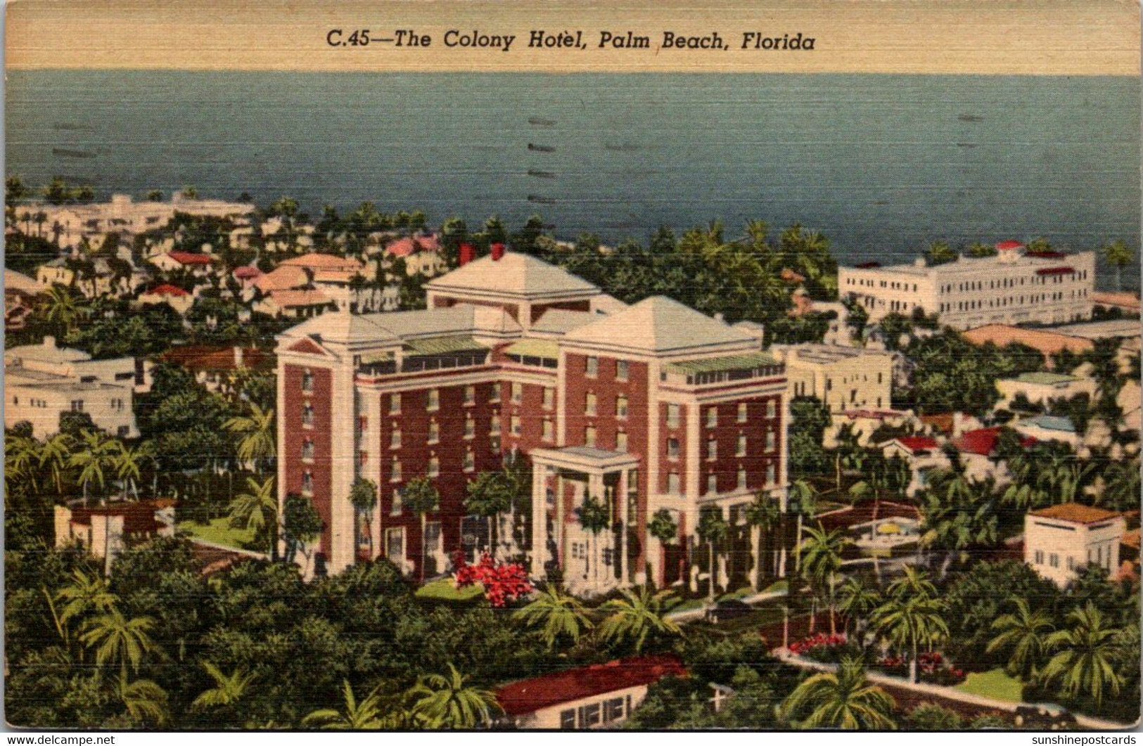 Florida Palm Beach The Colony Hotel 1952 Curteich - Palm Beach