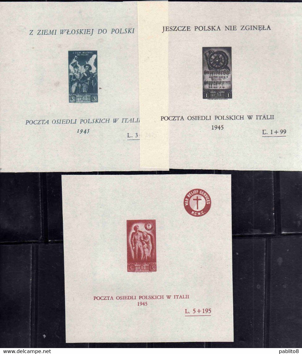 CORPO POLACCO POLISH BODY 1946 SOCCORSO DI GUERRA SERIE FOGLIETTI SET SHEETS NUOVI UNUSED - 1946-47 Corpo Polacco Periode