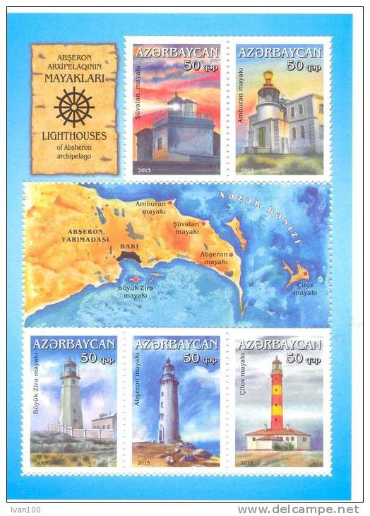 2013. Azerbaijan, Lighthouses Of Absheron Archipelago, S/s,  Mint/** - Azerbaïdjan