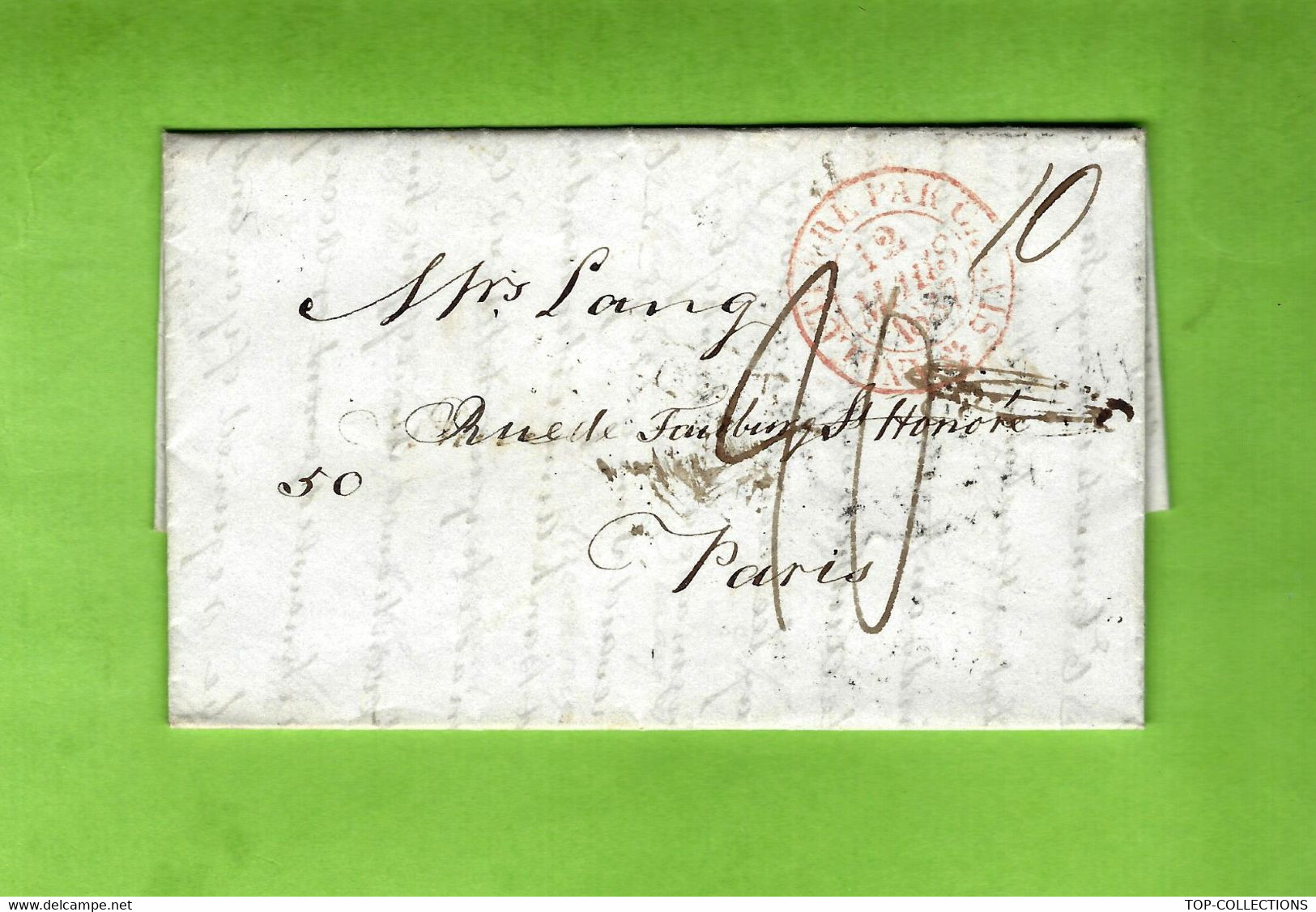 1837 De Londres LETTRE EN ANGLAIS AVOCAT DE LONDRES SUCCESSION Pour Mme MARY ANN LANG Rue Faubourg St Honoré à PARIS - ...-1840 Vorläufer