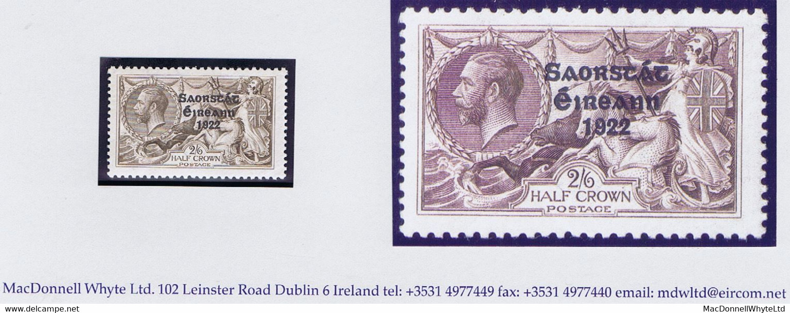 Ireland 1925 Saorstat 3-line Narrow Date Overprint, 2/6d Brown Fresh Mint Unmounted Never Hinged - Ungebraucht