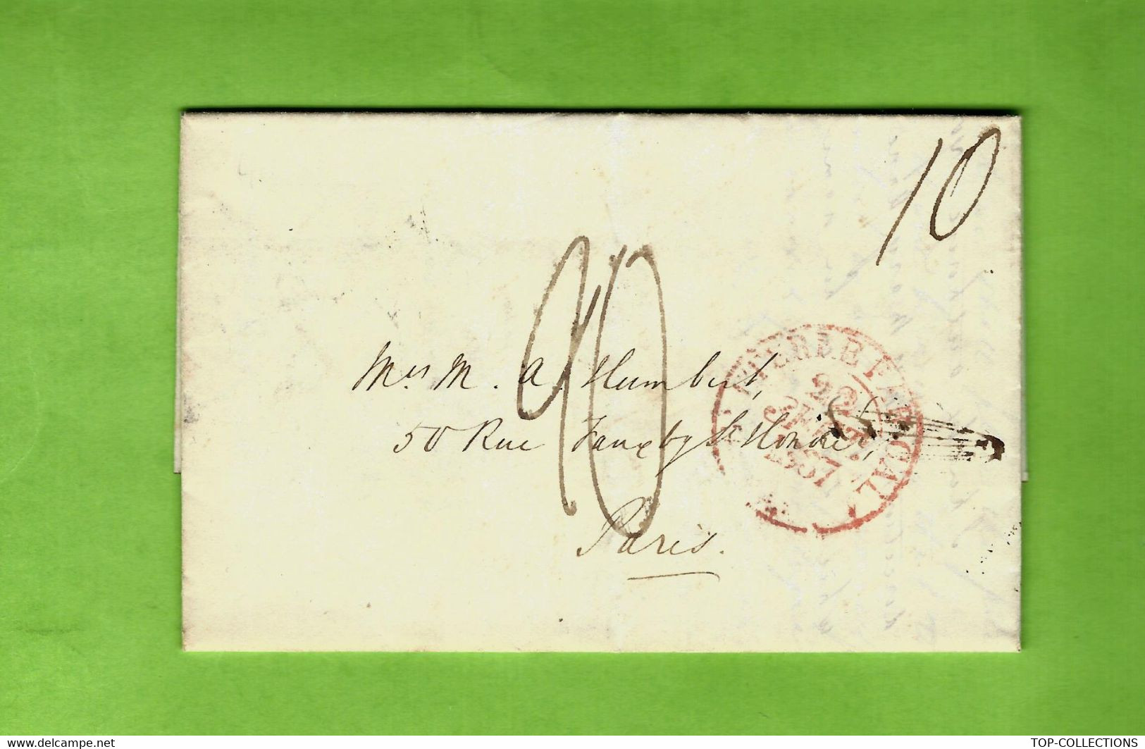 1837 LETTRE EN ANGLAIS AVOCAT DE LONDRES Pour Mr Et Mme MARY ANN HUMBERT Rue Faubourg St Honoré à PARIS - ...-1840 Prephilately