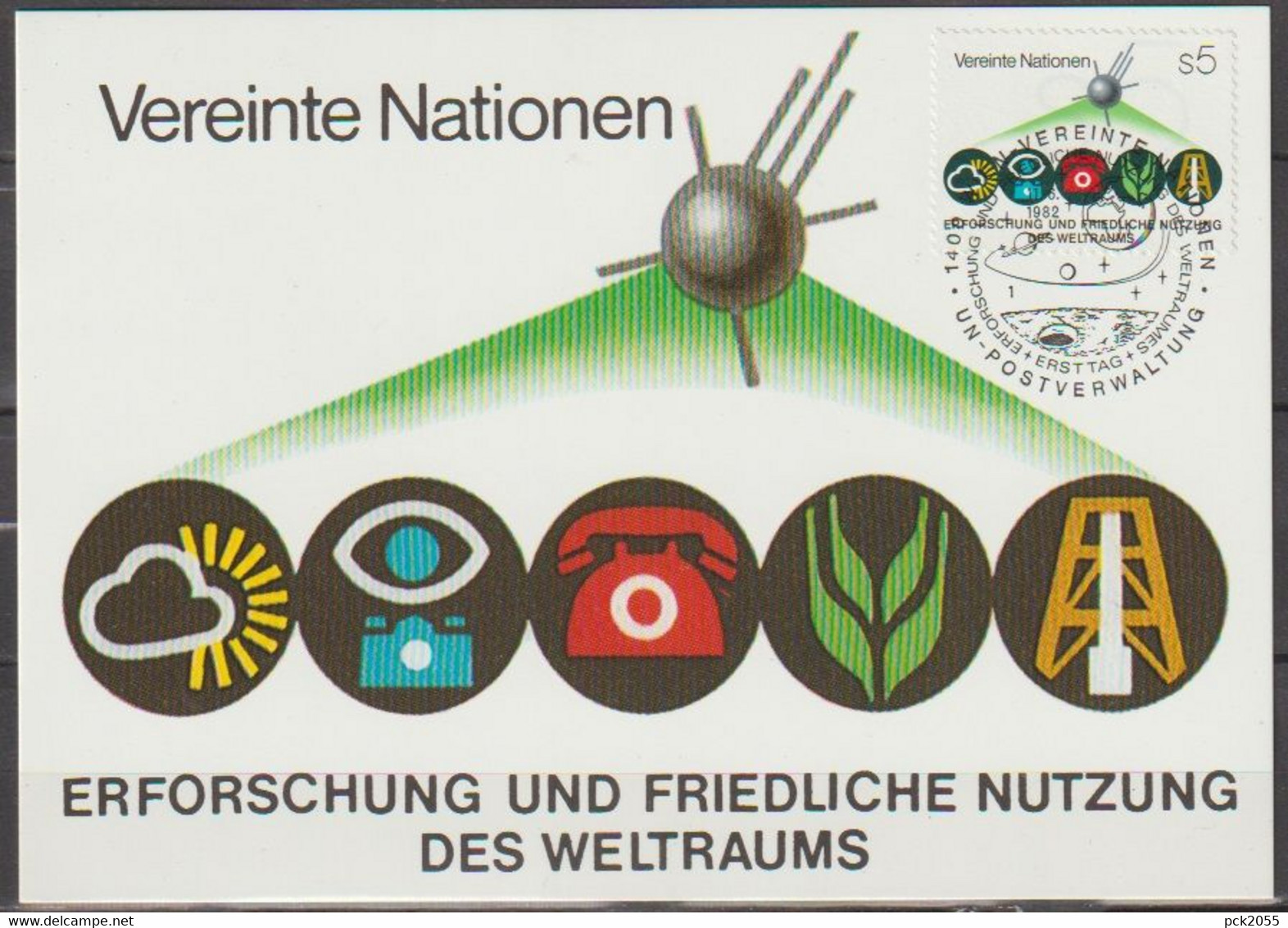 UNO Wien 1982 MK MiNr.26  Konferenz Der UNO über Die Erforschung Und Friedliche Nutzung Des Weltraums ( D 2206 ) - Cartes-maximum