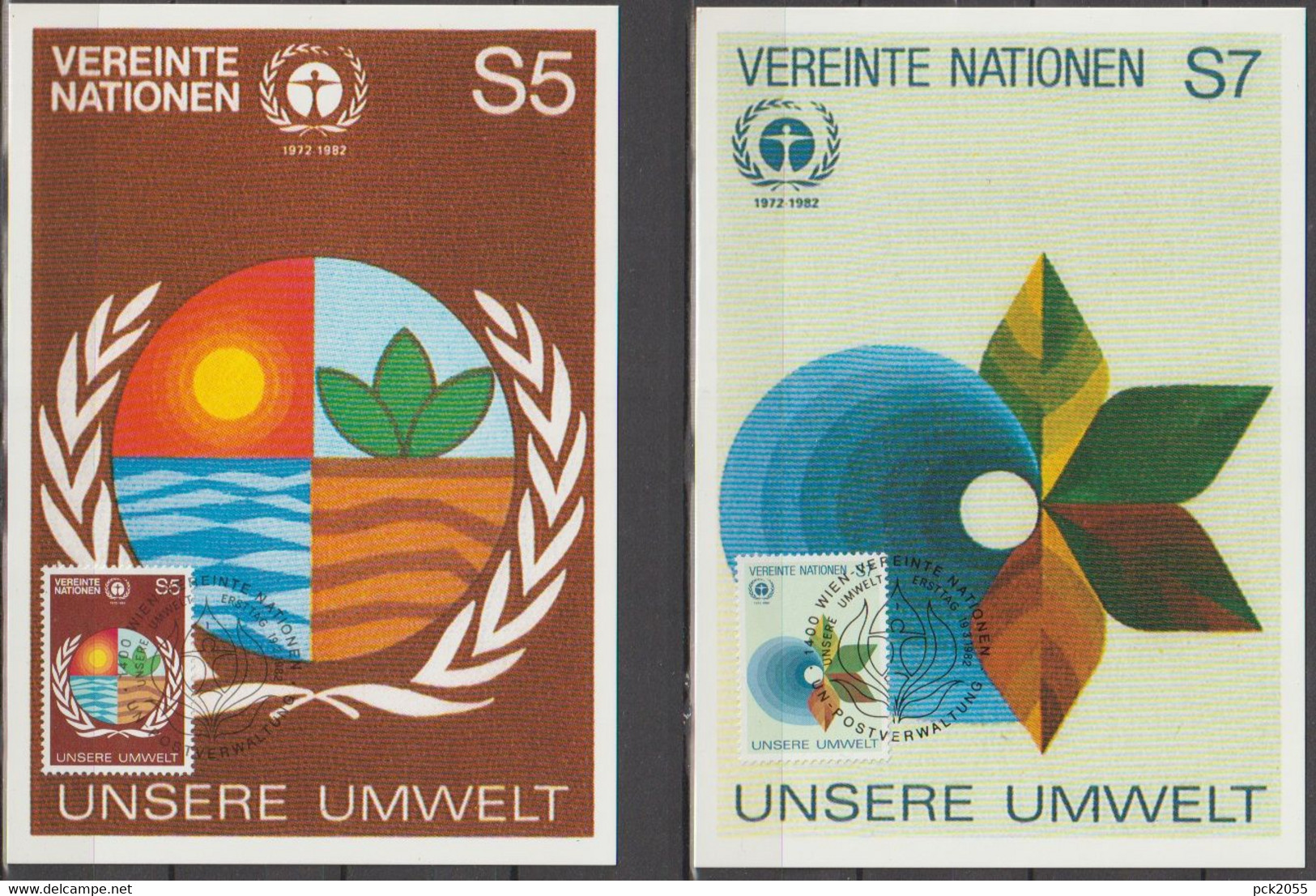 UNO Wien 1982 MK MiNr.24 - 25  Konferenz Der UNO über Umweltschutz ( D 2034 ) - Cartes-maximum