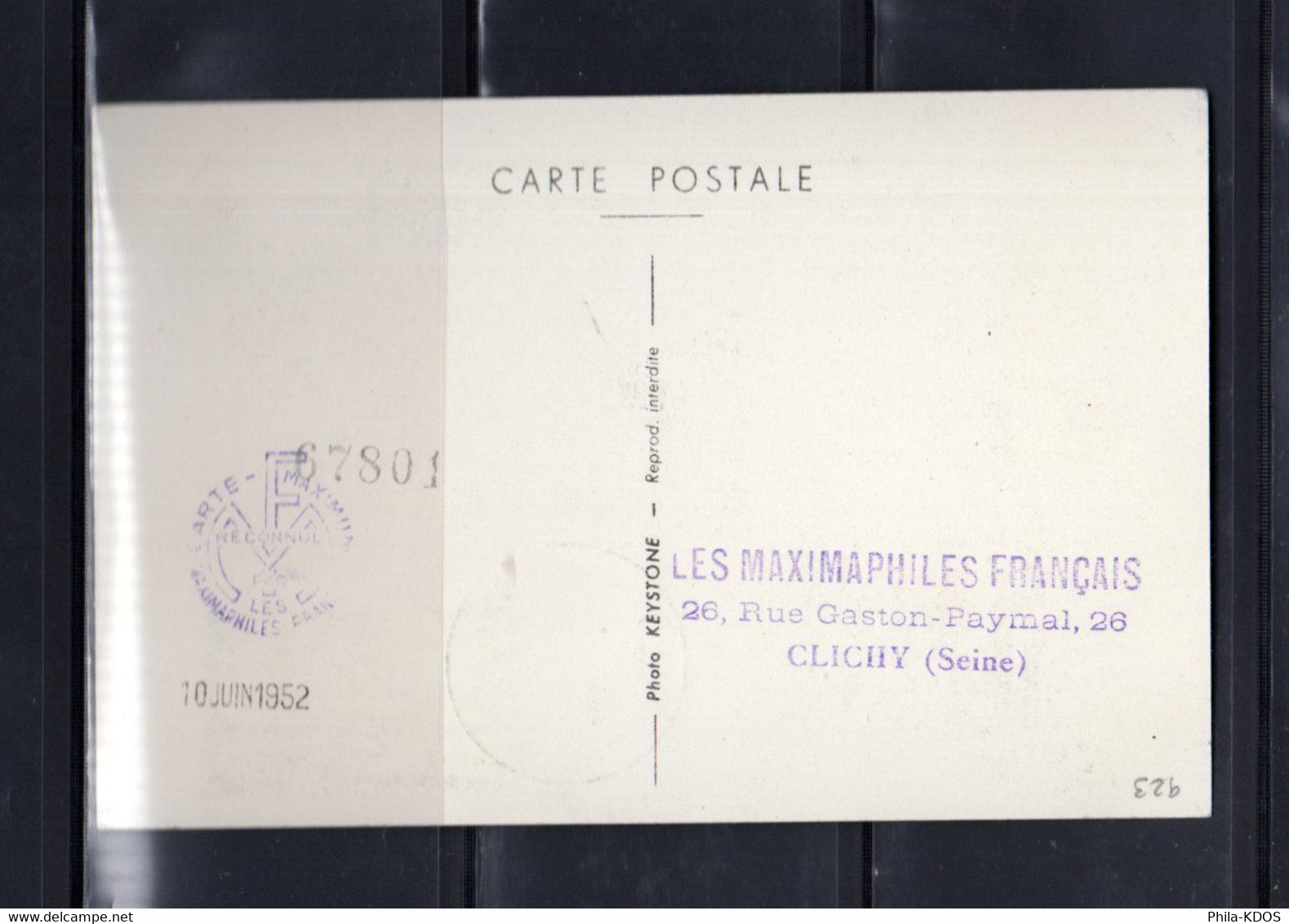 1952 TAMPONNEE MF " REUNION DU CONSEIL DE L'EUROPE " Sur Carte Maximum N° YT 923 Voir Les 2 Scans. CM A SAISIR ! - 1950-1959