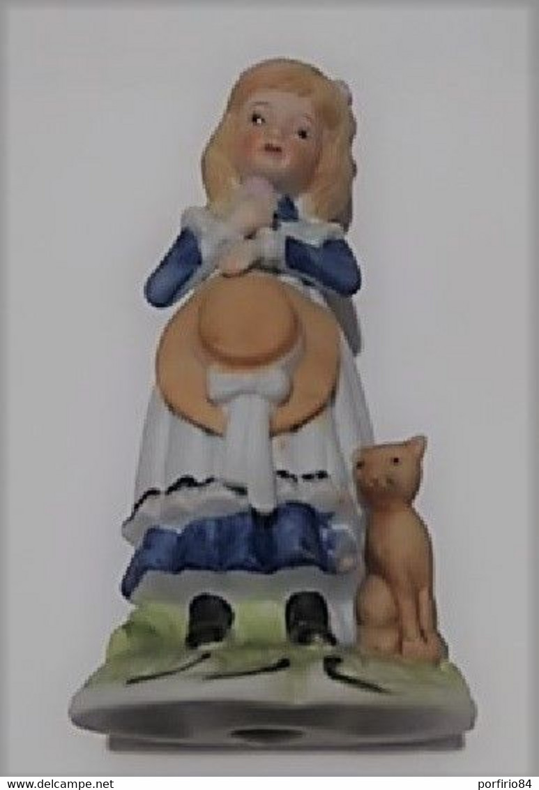 STATUETTA PORCELLANA BISQUIT CAPODIMONTE - BAMBINA CON GATTO - Capodimonte (ITA)