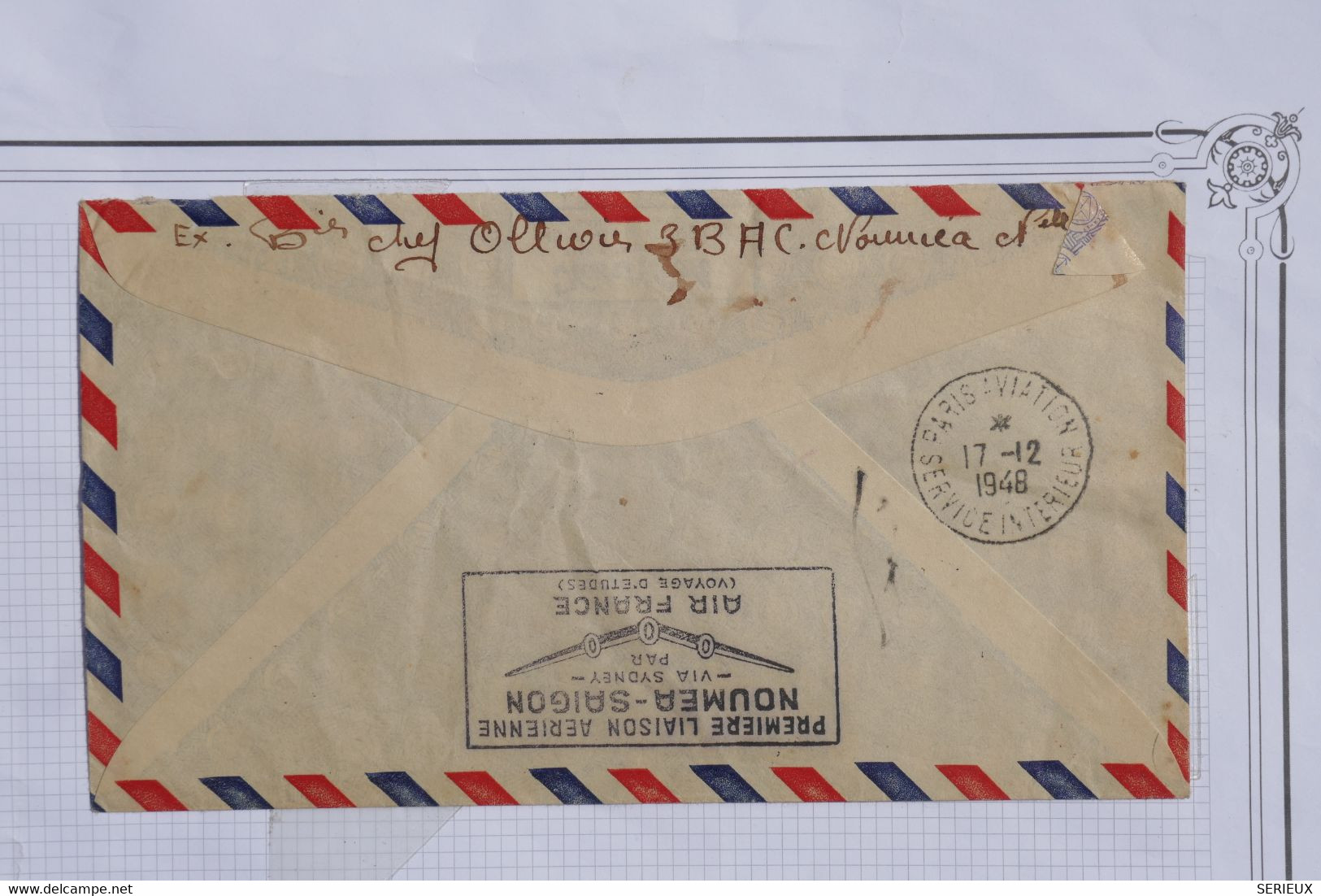 AU15 FRANCE  BELLE LETTRE1948 1ER VOL NOUMEA  SAIGON POUR GAP FRANCE   ++++ AFFRANCH. INTERESSANT - Briefe U. Dokumente